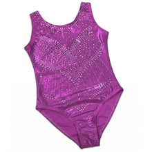 Gymnastics leotard in pink with rhinestones on the front