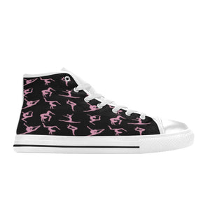 Black and Pink Gymnast High Top Canvas Shoes