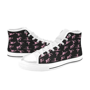 Black and Pink Gymnast High Top Canvas Shoes