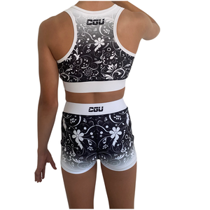 Kids floral black and white crop top set / active wear