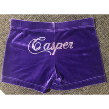 personalized  purple velvet workout shorts / gymnastics / kids active wear