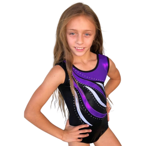Sleeveless Gymnastics Leotard Purple/Black
