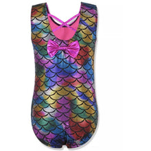 mermaid leotard for gymnastics ballet dance from back with bow