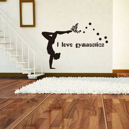 I Love Gymnastics Wall Sticker with Butterfly