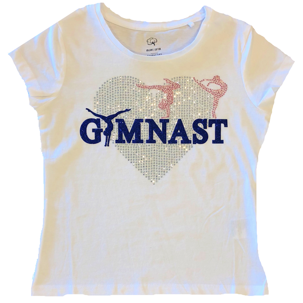 Gymnast Heart Rhinestone T-shirt